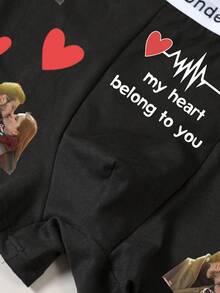 Calzoncillos tipo bóxer personalizados con foto, texto o diseño para hombres, ropa interior cómoda y casual, regalo sorpresa personalizado para esposo/novio el Día de San Valentín - Negro - Ver 7