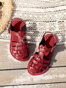 A Pair Of Stylish Children's Casual Sandals, Bohemian Sandals, Roman Sandals, Slippers For Holiday Party Homes, - Red - View 2