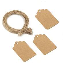 100 个/包 + 20 米黄麻绳牛皮纸礼品标签空白礼品标签吊牌