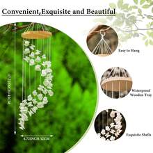 创意贝壳风铃，手工艺术风铃，S 形不对称挂饰，海星镜面贝壳风铃，海玻璃风铃，家居装饰，户外装饰，适用于民宿、庭院、花园、卧室、客厅、走廊等，女士礼物，节日和生日礼物 - 彩色 - 查看 6