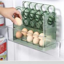 Caja de almacenamiento automática para huevos con giro - Montaje sencillo en el refrigerador, frescura superior, organizador ordenado para una solución de almacenamiento sin caos en la cocina