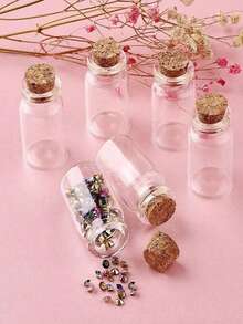 2/5/10/20/30pcs 2mL Spell Jars With Cork Stoppers, Stopper Glass Bottle For Drifting, Wishing, Candy Storage, Crystal & Gravel Decoration, Round Glass Vials, For Art Crafts, Wedding Party Favors, Home Decor - Multicolor - View 9