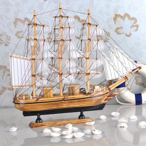 BZTANG Wood Craft Handmade Solid Wood Decoration Sailing Boat Model Marine Junk Sailing Boat Sailing Ship Sailing Vessel Jalor Gifts PP14