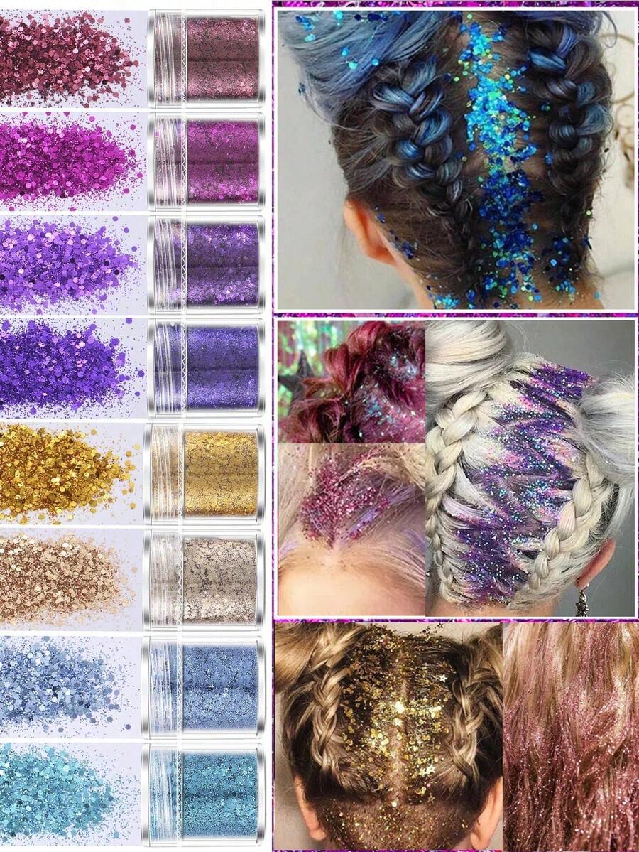 4pcs/Set Sparkly Sequin Decor DIY Festival Hair Accessories, Multifunctional Use ,Hair Styling Tools - Multicolor - View 1