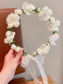 1 pièce Serre-tête floral à motif tressé simulé, coiffe artisanale fait main, style rustique Mori, convient pour les mariées, demoiselles d'honneur, la photographie, les stations balnéaires, le studio
