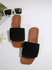 Wide Fit Women's Sandals Black Summer Women's Slippers Wear Flat Casual Fashion Beach Women's Beach Shoes