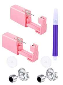 7PCS Disposable Painless Ear Piercing Kits No Pain Puncture Tools Stud Gun With Piercing Healing Silicone Discs Earring Piercer Tool Body Jewelry Accessories