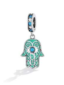 WOSTU 1pc 925 Sterling Silver Hand Pendant Blue Design Charm Bead Fit For Women Original Bracelet Fine Jewelry Gift