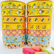 2.5cm Wide Cross-Border Sunflower And Bees Paragaph Ribbon, Decorative For Summer Scene