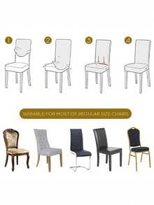 Solid Color Stretchy Chair Slipcover, Jacquard Dining Chair Cover For Household - Baby Blue - View 4