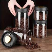 1 Peça Pote Hermético de Grãos de Café, Frasco de Vidro Borossilicato de Alta Qualidade a Vácuo à Prova de Umidade, Adequado para Armazenar Grãos de Café e Cereais, Mantendo Frescor e Aroma, De Volta às Aulas