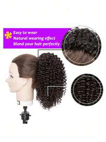 Coleta corta y rizada de moda, cuerda para recogido natural de 12 pulgadas, dos clips, sintético - Marrón - Ver 7