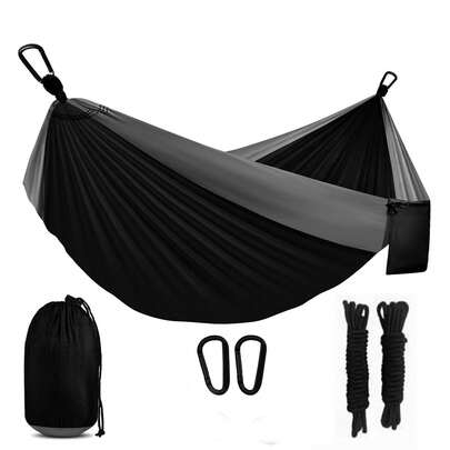 Camping Hammock, Single & Double Portable Hammock With 2 Tree Straps, Lightweight Parachute Nylon Hammock Suitable For Backpacking, Travel, Beach, Backyard, Patio, Hiking