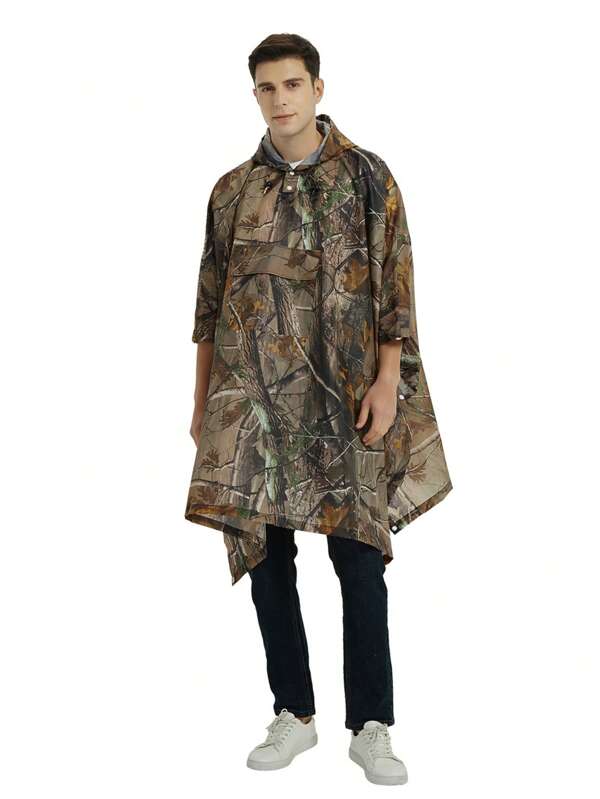 Poncho impermeable con estampado de camuflaje, chaqueta de lluvia con capucha portátil y reutilizable para adultos, para refrescarse en verano, playa, viaje