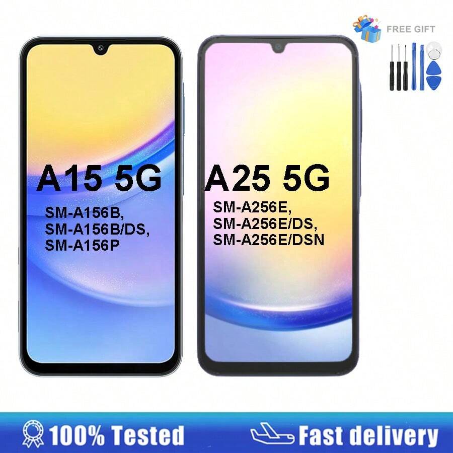 Incell Compatible With Galaxy A25 5G A256 LCD Display Touch Screen Digitizer Assembly Compatible With Galaxy A15 5G A156B With Frame A35 A55 Screen Replacement Parts