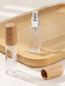 Zestaw 2 buteleczek podróżnych na perfumy z możliwością ponownego napełnienia (5 ml/10 ml/15 ml) - miniaturowe szklane butelki z drewnianą zatyczką, bez PVC i bezzapachowe, przenośny zestaw prezentowy dla kobiet, przyjaciółek, najlepszych przyjaciółek (zawiera narzędzia do napełniania)