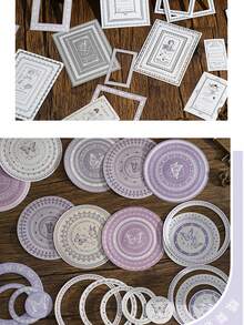 1 包 10 种设计，20 张轻薄复古边框剪贴簿贴纸，带背胶装饰贴纸套装，剪贴簿用品文具 - 白色 - 查看 4