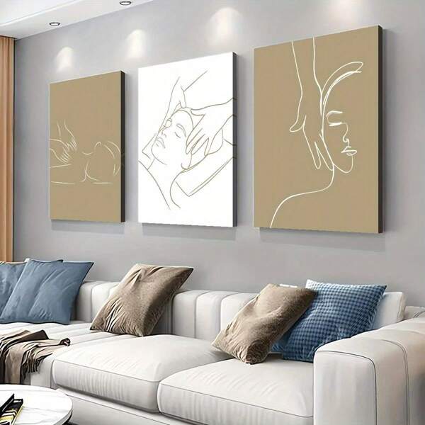 3 piezas Terapia de masaje Arte, Decoración de sala de spa, Arte de pared de yoga, Póster de lienzo creativo, Arte de pared de lienzo impermeable, Pintura artística para regalo, Decoración de pared para dormitorio, sala de estar, hogar y dormitorio Sin marco