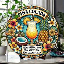 1 Stück Retro Colada Cocktail Metall Wanddekoration, 20 cm rundes Metallschild, wiederverwendbar, geeignet für Zuhause, Küche, Esszimmer, Schlafzimmer, Garten, Bad, Garage, Hotel, Büro - Montagelochstil zufällig