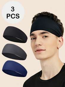 Set de 3 Diademas Deportivas para Hombres, Diademas Deportivas para Correr, Ciclismo, Baloncesto, Yoga, Entrenamiento Fitness, Unisex Elásticas