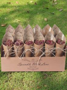 Set de 38 piezas, 1 soporte de conos de confeti con 30 papeles kraft, suministros de decoración para celebraciones de boda, flores secas para confeti de boda al aire libre, suministros de envoltura de regalos, soporte con 30 orificios con forma de cono, 30 papeles kraft disponibles por separado