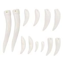 30Pcs White Plastic Wolf Teeth Charms - Gothic Necklace Pendant, Bohemian Bracelet Jewelry Findings For Crafters & Designers