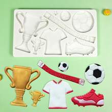 1pc Soccer Theme Silicone Mold Fondant & Chocolate Cake Decor Tool For World Cup Party & Baking Enthusiasts - Multicolor - View 2