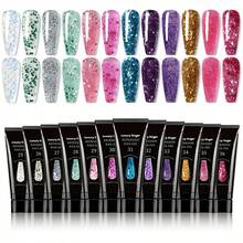 12pcs January Lanty's Poly Gel Nail Kit - Long-Lasting, High-Shine UV Gel In Vibrant & Glittery Colors, Easy-To-Use, Unscented, Ideal For Salon Or Home Use - Perfect Gift For Beauty Enthusiasts, Salon Quality Nails|Glittery Nail Finishes|Uv Protective Gel, Gel Nail Supplies - 彩色 - 查看 1