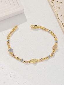 1 chiếc vòng tay hình trái tim lãng mạn, thích hợp làm quà tặng cho bạn bè và bạn gái, đeo hàng ngày và lễ hội cho phụ nữ - vàng vàng - Xem 12