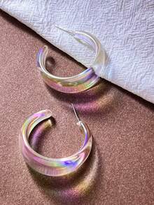 New Iridescent Transparent Acrylic Earrings, Suitable For Daily Wear - Color - View 5