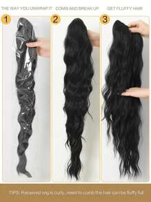 1pc Fashionable Ponytail Hair Extension, 26-28 Inch Long Water Wave Heat Resistant Synthetic Hairpiece, Suitable For Women And Girls For Party And Daily Use Hair Claws Claw Clips Hair Clips Hair Jaw Clip Hair Clamps Hair Clutch Hair Catcher Clip