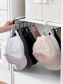 2pcs,Wall Mounted Hat Organiser, Iron Storage Hanger With 6 Hooks, Portable Multi-Functional Storage Hanger, Over The Door Hat Rack, Wardrobe Cabinet Organiser, Suitable For All Types And Sizes Of Hats.