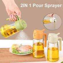 1PC 16.5oz Oil Dispenser Bottle For Kitchen - 2 In 1 Olive Oil Dispenser And Oil Sprayer - 470ml Olive Oil Bottle - Oil Sprayer For Cooking, Restaurant Kitchen, Salad, Barbecue