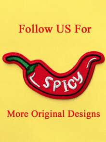 1 Pc Spicy Pepper Patch, Funny Embroidered Iron-On Patch Clothes, Jeans, Backpack - Red - View 6
