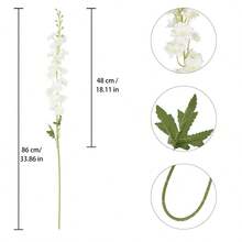 5PCS Delphinium Artificial Flowers For Outdoors, 34''Long Stem Faux Delphinium Flowers, Lifelike Real Touch Fake Flowers For Tall Vase Home Wedding Office Decor - 白色 - 查看 7