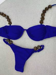 Polovedo Official Sexy Solid Color Women's Bikini Swimsuit - Royal Blue - View 1