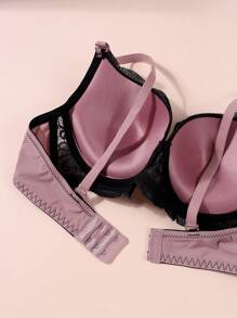 2 Pcs Romantic Countryside Charm - Elegant Mature Charm - Lace Patchwork Knit Bras