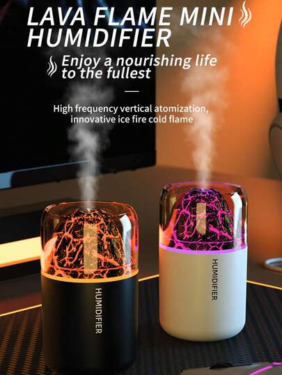 1 Set Volcanic Ultrasonic Cool Mist Humidifier (1 Main Unit + 2 Essential Oil Sets), USB Desktop Aroma Diffuser With Night Light, Portable Electric Air Purifier, Multiple Fragrance Options, 5 Aroma Modes, Hotel Fragrance, Suitable For Bedroom/Car/Bathroom/Office/Living Room/Home Decor
