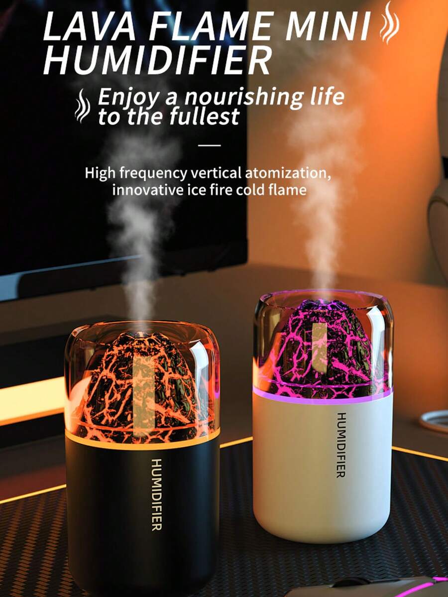 1 件火山造型超声波冷雾加湿器，带夜灯 - USB 桌面香薰机，便携式 - 电动空气净化器，多种香型选择，5 种香氛模式，酒店香氛机，带氛围灯，适用于卧室/汽车/浴室/办公室/房间装饰，香薰机/空气净化器/除臭器/加湿器/精油扩散器（推荐作为情人节或其他节日礼物）