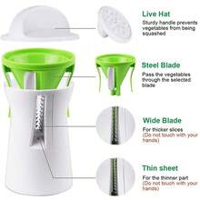 SANKESONG 2-In-1 Vegetable Slicer, Spiral Shredder, Quick Chopper, 2 Shredding Designs, Includes Cleaning Brush, Suitable For Vegetarian Alternatives, Compatible With Carrots, Cucumbers, Zucchini (2-In-1 Shredder And Mini Shredder Available, Mini Shredder Without Cleaning Brush) - Green - View 8