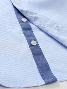 1 Stück hellblaues besticktes Dekoration Freizeithemd für Kleinkind/Kleinkind mit Langarm, modisches Hemd geeignet für Geburtstagsparty, Bankett, Taufe und Babytaufe, Frühling/Herbst