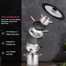 Couvercle universel en verre pour casseroles et poêles, résistant à la chaleur, avec trou pour vapeur, en silicone