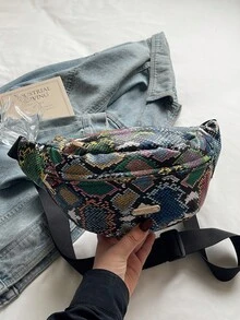 peach tree Men's Ombre Print Fanny Pack Crossbody Bag, PU Waterproof Multi-Pocket Multi-Function Waist Bag Purse Essentials - Multicolor - View 8