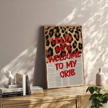 1pc "Welcome To My Humble Abode" Wall Art, MTV Iconic Text, Canvas Printed, Funny Slogan Decor, Suitable For Bedroom, Living Room, Office, Retro Newspaper Poster Style, Frameless Or Framed Option, Great Gift For Her - Multicolor - View 3