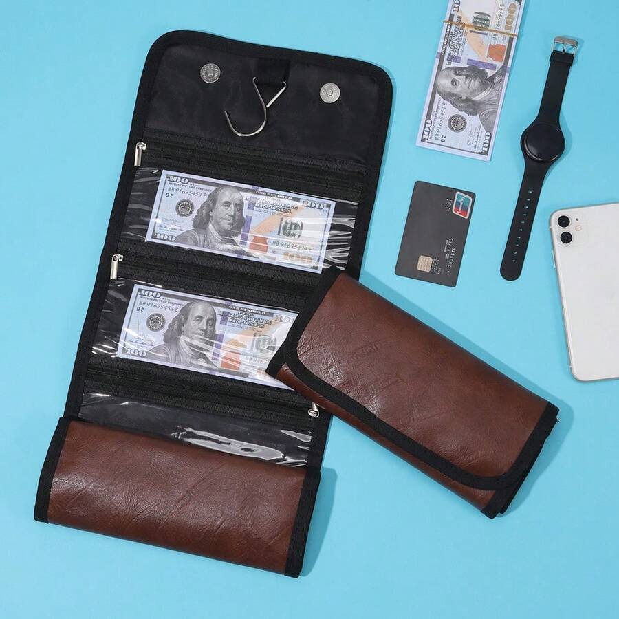 1pc Leather Wallet With Multiple Pockets Cash Envelope Holder Bill Compartment For Budget Receipt Cash Storage For Men Wallet Purse Wallet Long Wallet For Women Mini Wallet - Multicolor - View 1