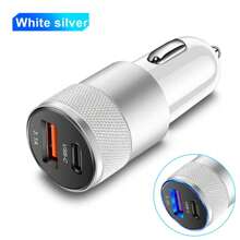 XJDR 1pc 3.1A Dual Port USB Car Charger With USB-A And USB-C Ports, Aluminum Alloy Metal Fast Charging Adapter