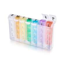 1pc Color One Week Pill Box, Colorful 28 Boxes Rainbow Pill Box, 7-Day Travel Spring Portable Pill Box,