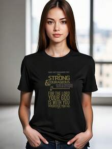 Camiseta "Josué 1 9 Dios está contigo, sé fuerte y valiente" - Negro - Ver 1