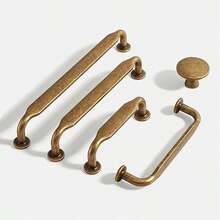 2/4个装仿古黄铜橱柜把手，实心锌合金金属拉手，抛光抽屉旋钮，适用于复古风格厨房橱柜和衣柜、展示柜、厨房用品、厨房配件、厨房工具