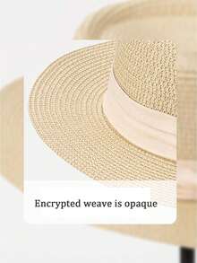 1pc Men's British Style Flat Top Beach Hat, Large Brim Sun Shade Straw Woven Hat, Windproof UV Protection Beach Hat, Foldable Panama Hat - Multicolor - View 4